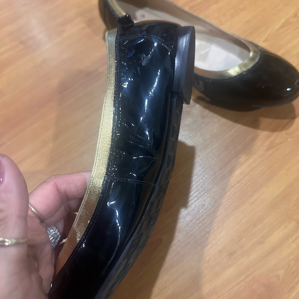 kate spade Black Patent Leather Flats with Gold Trim - Picture 5 of 5